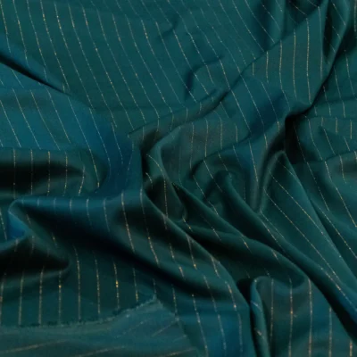 TTT-GR-014 (1) Stofă Verde Închis cu Dungi Lurex Cupru