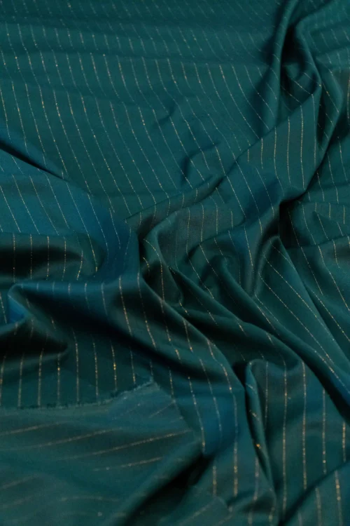 TTT-GR-014 (1) Stofă Verde Închis cu Dungi Lurex Cupru