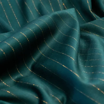 TTT-GR-014 (2) Stofă Verde Închis cu Dungi Lurex Cupru
