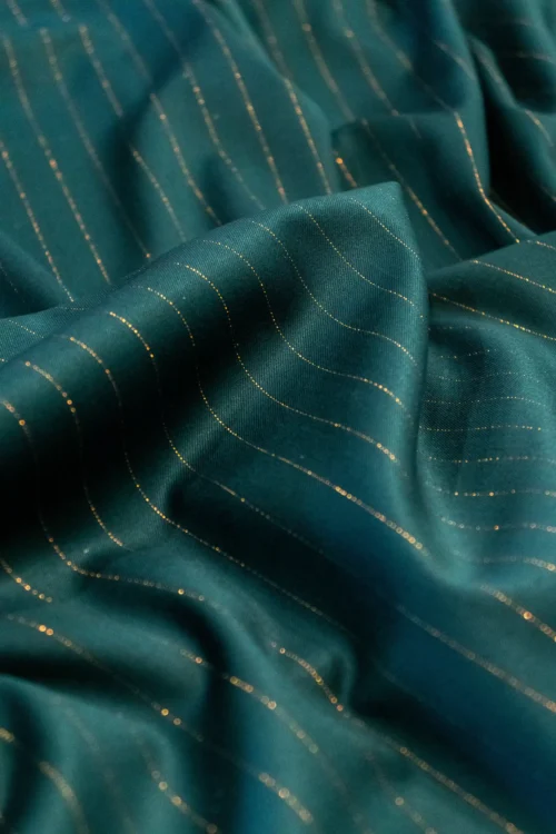TTT-GR-014 (2) Stofă Verde Închis cu Dungi Lurex Cupru
