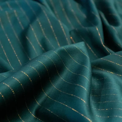 TTT-GR-014 (3) Stofă Verde Închis cu Dungi Lurex Cupru
