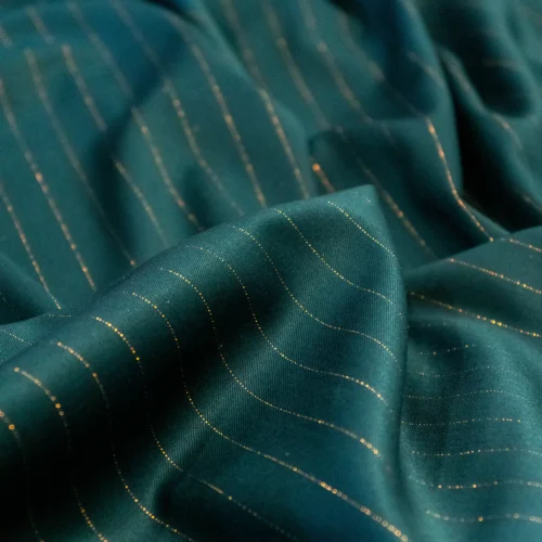 TTT-GR-014 (3) Stofă Verde Închis cu Dungi Lurex Cupru