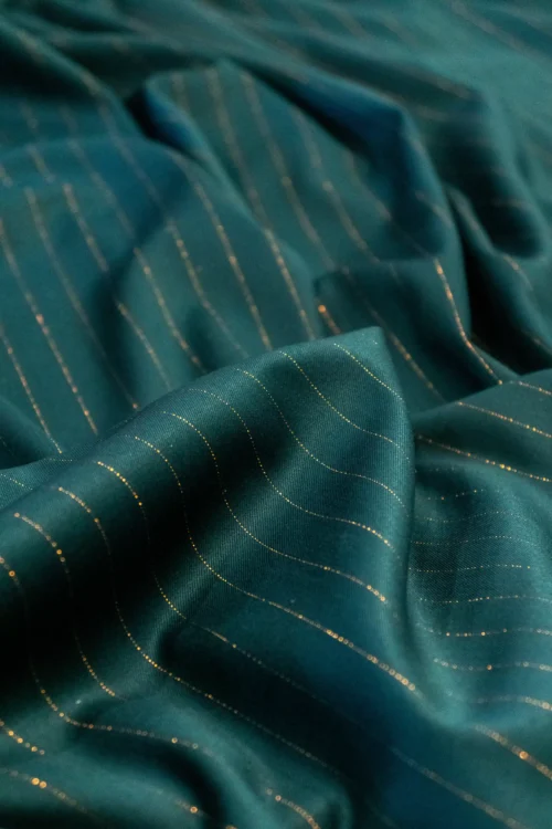 TTT-GR-014 (3) Stofă Verde Închis cu Dungi Lurex Cupru
