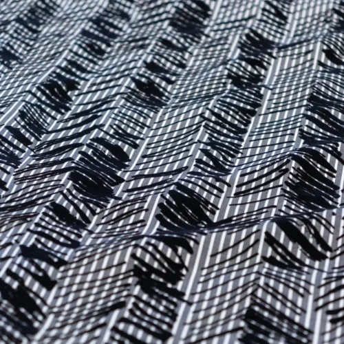 Poplin Alb cu Dungi și Zigzag Catifea
